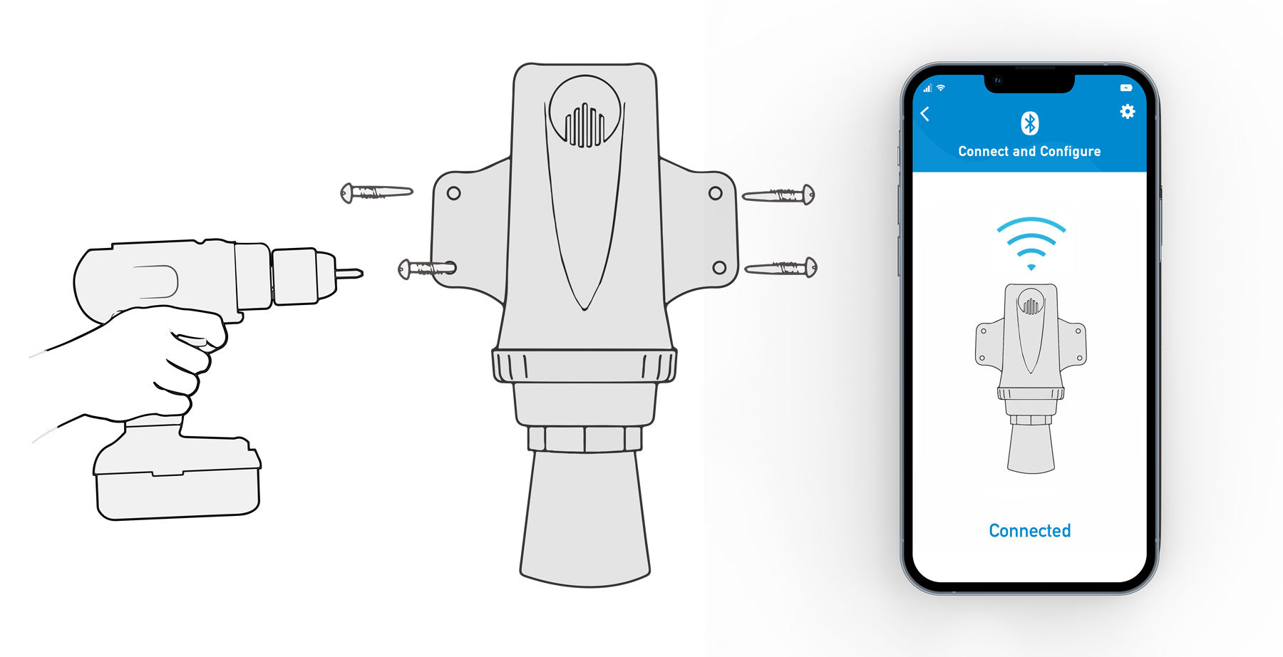 Diagram showing how to quickly attach and connect to sensor