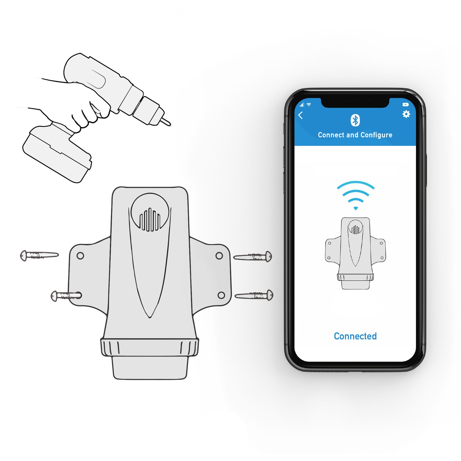 Diagram showing how to easily attach and connect to the sensor