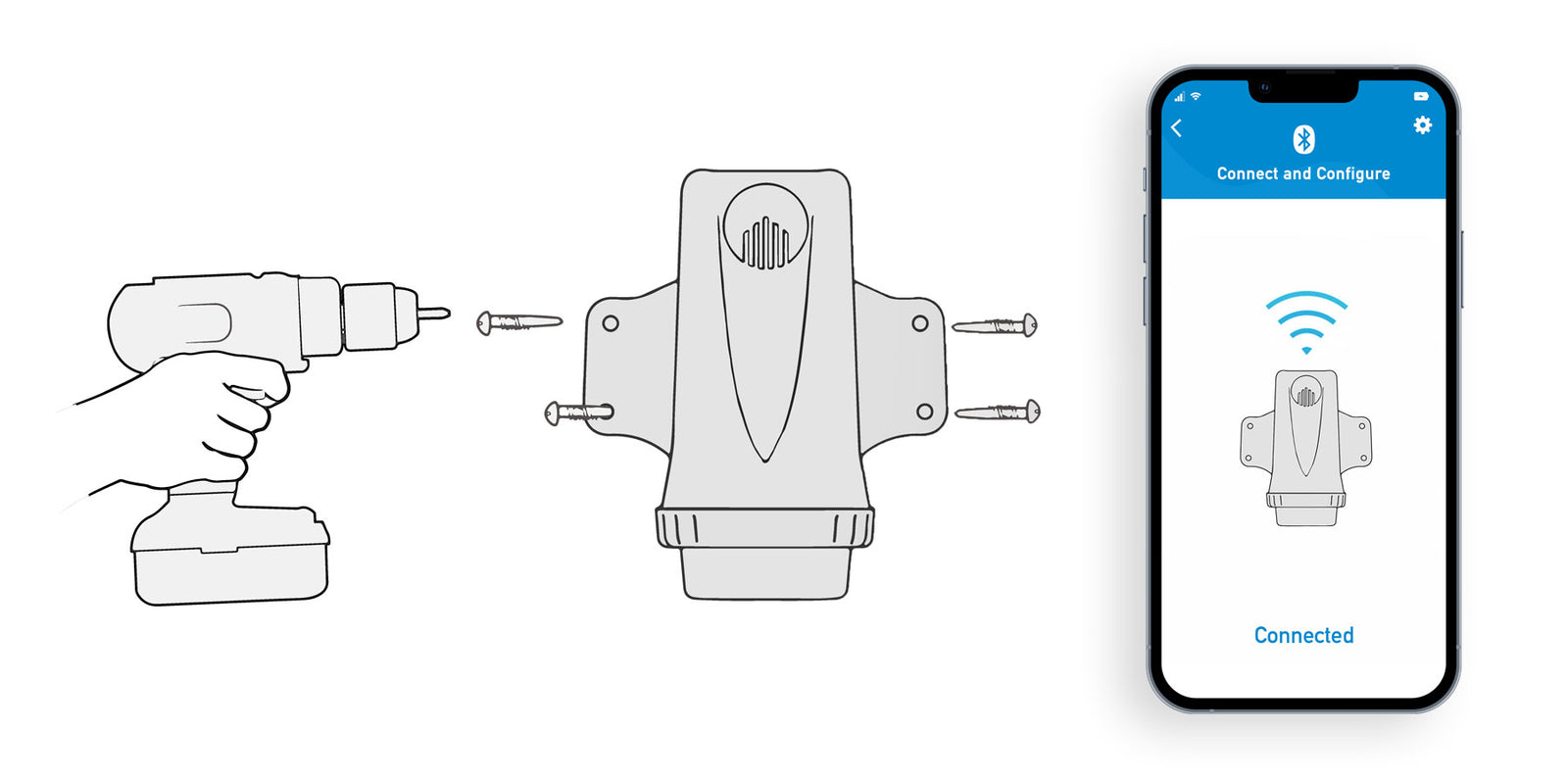 Diagram showing how to easily attach and connect to the sensor