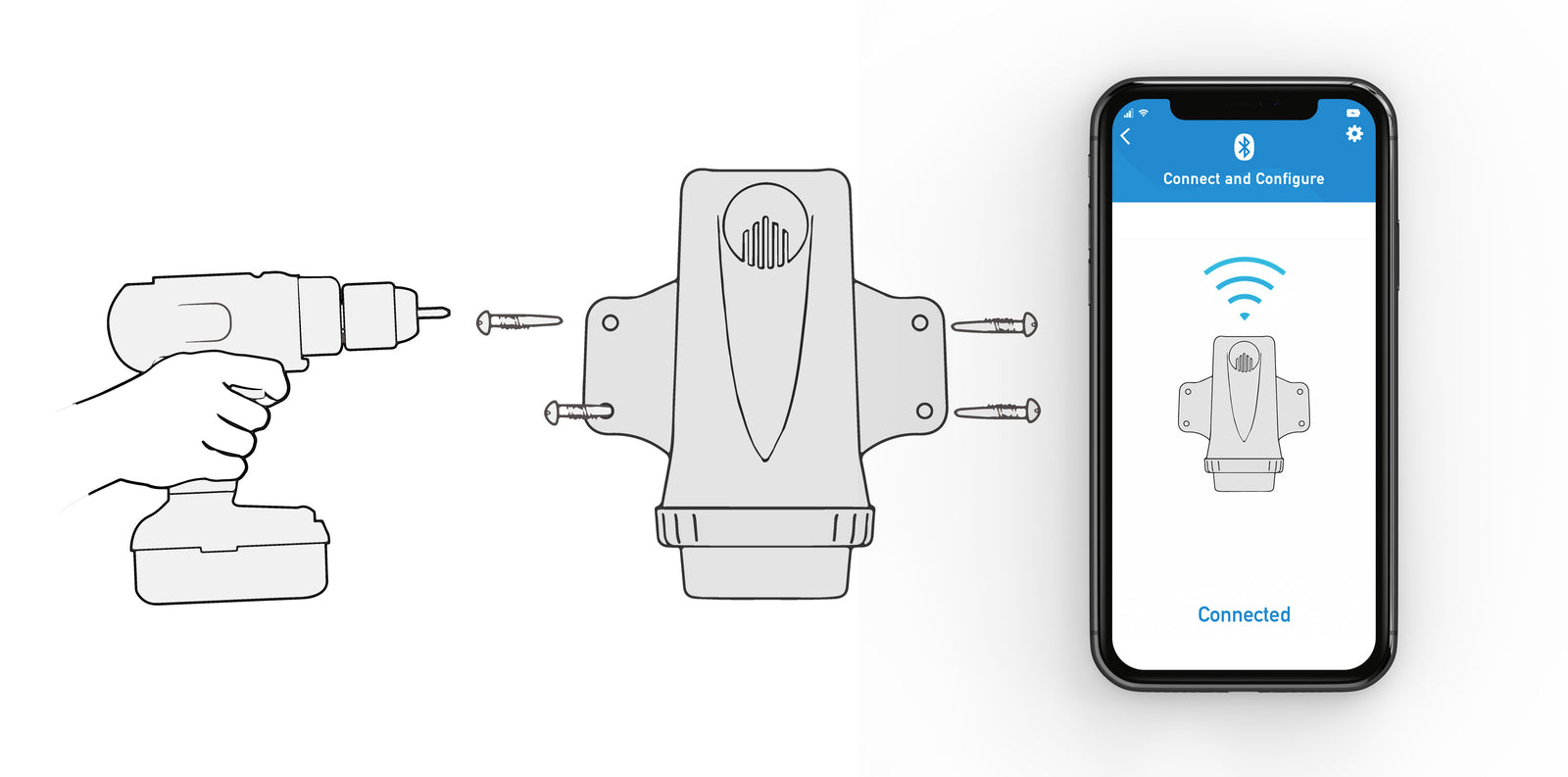 Diagram showing how to easily attach and connect to the sensor
