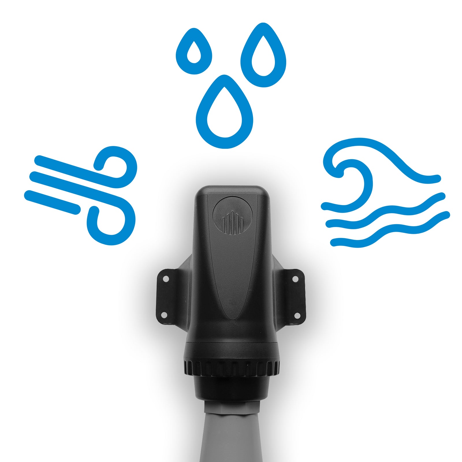 The sensor can with stand rain, wind and rough seas